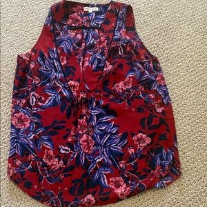 Rebecca Taylor Burgundy Floral V-Neck Sleeveless Camisole